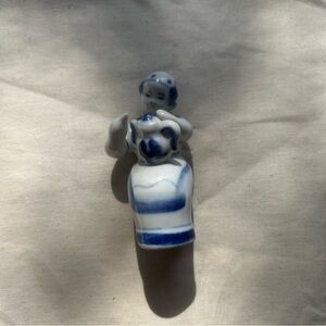 Vintage Asian Blue and White Porcelain Figurine